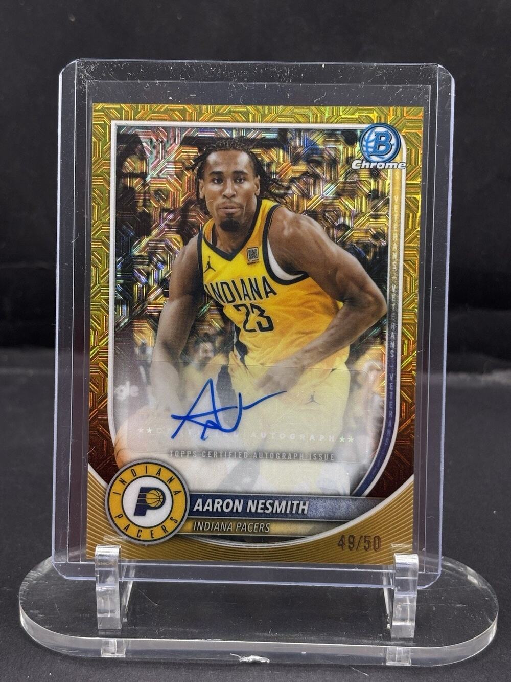 2025-26 Bowman Basketball - Aaron Nesmith Gold Geometric Auto /50 -Pacers